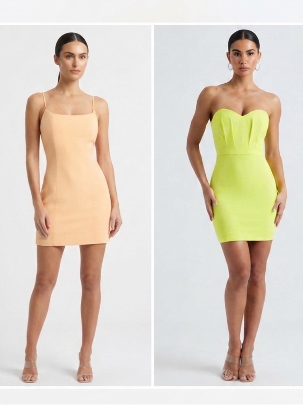 BUNDLE! Missguided Peach Spaghetti-Strap Mini & Lime Strapless Bodycon  🍑🍏